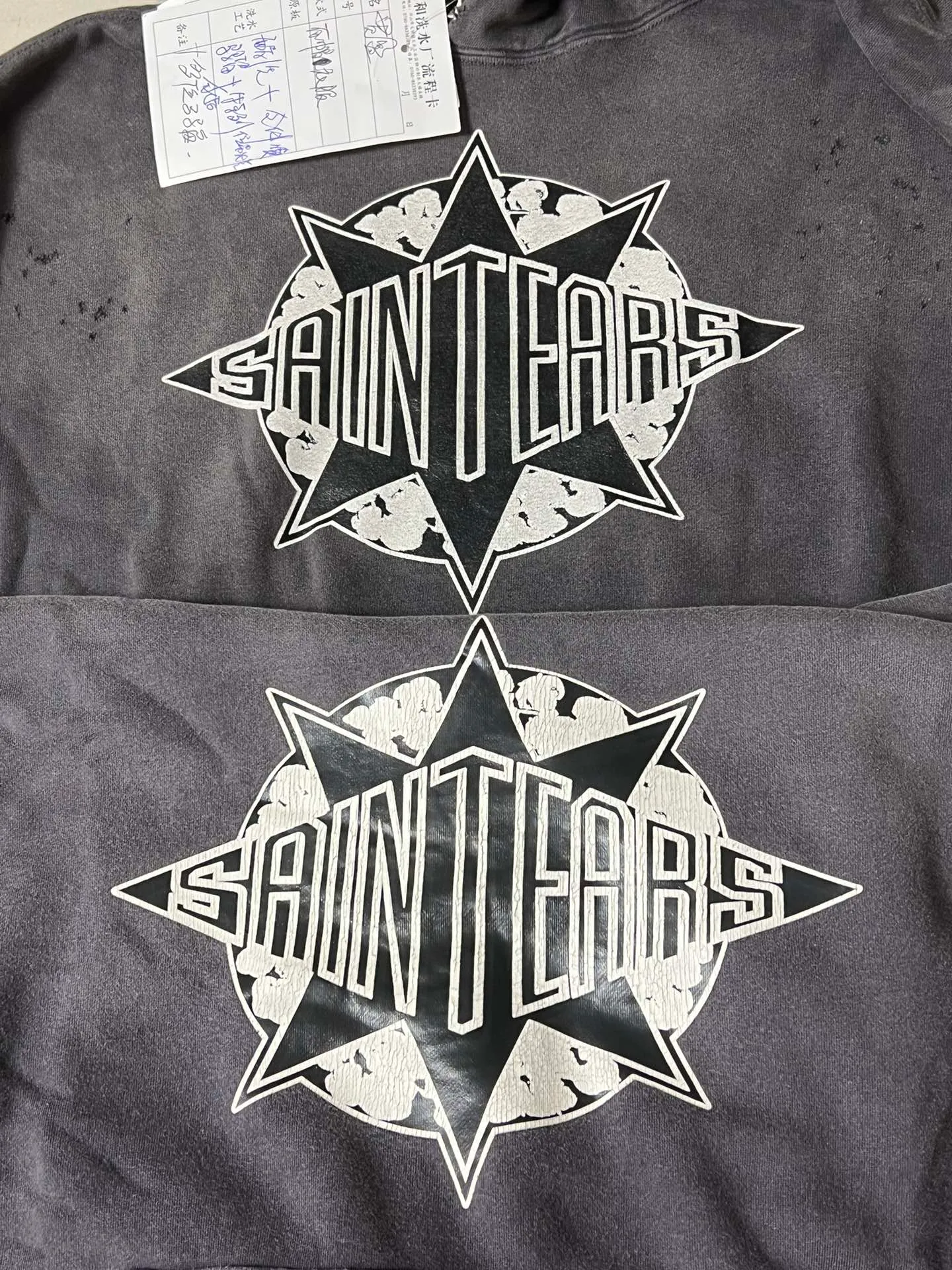 Proofing vS ZP DENIM TEARS x SAINT Mxxxxxx SAINT TEARS Hoodie/BLK Pentagram cotton ripped distressed hoodie washed black S-XL